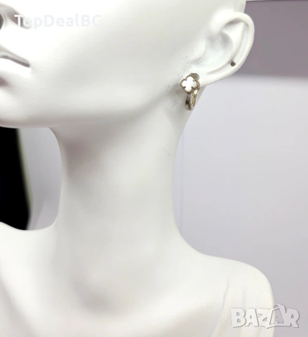 Сребърни обеци с бял седеф проба 925, снимка 2 - Обеци - 53901652