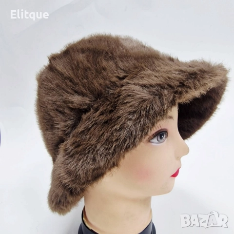 Дамска пухкава зимна шапка тип клош, снимка 2 - Шапки - 52687707