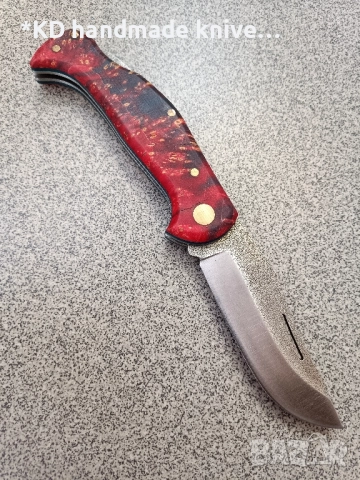 Сгъваем нож ръчно изработен от N690co стомана + ПОДАРЪК кания, снимка 2 - Ножове - 47679561