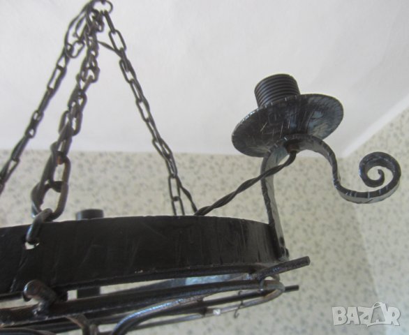 Полилей, лампа, фенер, лампион за 3 крушки, Ковано желязо, снимка 4 - Лампи за таван - 28876885