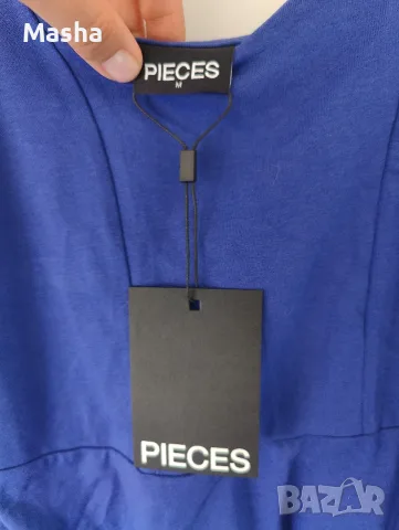 Чисто нова синя рокля PIECES с етикет, размер M, снимка 2 - Рокли - 56175298