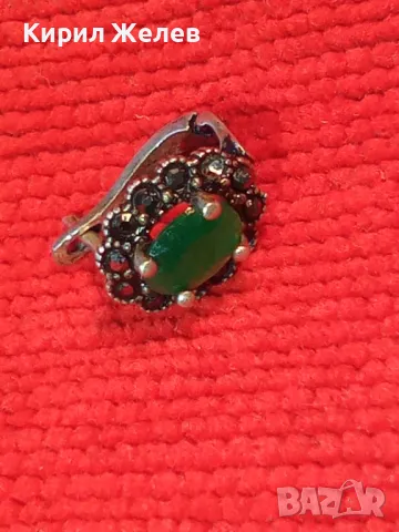 СТАРА СКЪПОЦЕННА СРЕБЪРНА ОБЕЦА СРЕБРО 925 АНГЛИЯ с ФАСЕТИРАН ПЕРИДОТ и МАРКАЗИТИ 48241, снимка 12 - Обеци - 49510561