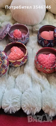 красиви свещници от керамичен гипс и свещи от соев восък. , снимка 11 - Декорация за дома - 49324860