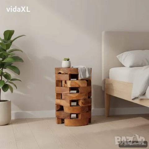 vidaXL Нощно шкафче, 30x30x45 cм, тиково дърво масив(SKU: 288808)