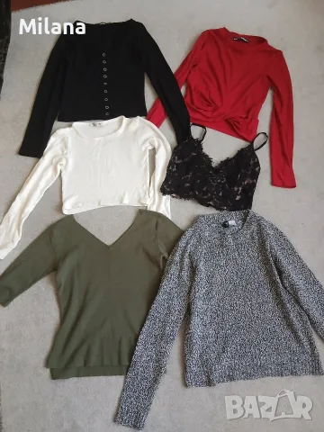 Лот дамски блузи, пуловер и бюстие (Размери XS/S/M)