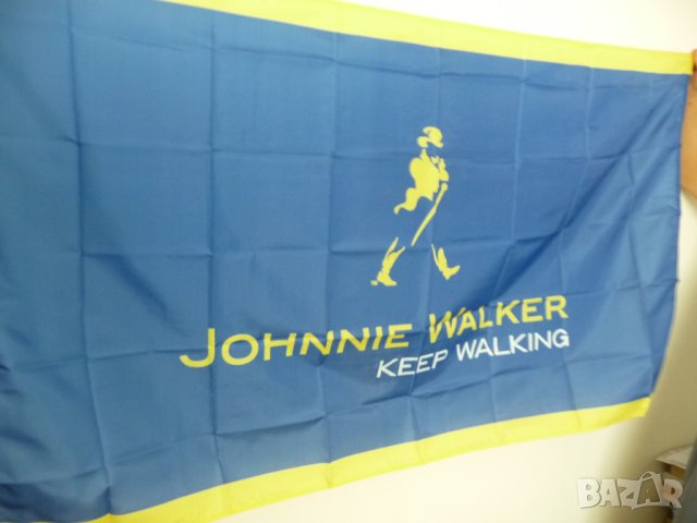 Johnnie Walker знаме флаг Джони Уокър рекламно уиски син етикет шотландско ново синьо, снимка 2 - Декорация за дома - 13900134