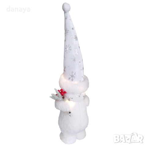 6245 Светеща коледна фигура мечок с висока шапка, 62 см, снимка 6 - Декорация за дома - 52016195