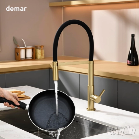 Смесител за кухненска мивка с един лост и издърпващ се разпръсквач, снимка 4 - Абсорбатори - 52722525