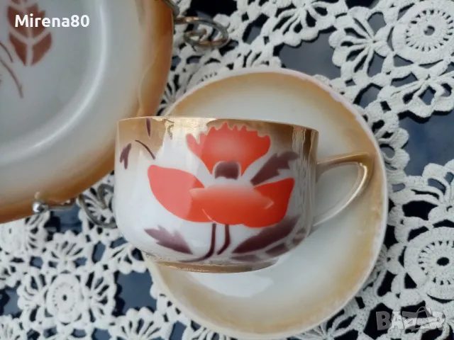 Антикварен сервиз за чай, снимка 9 - Антикварни и старинни предмети - 49756501