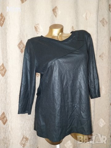OBJECT L Черна блуза от еко кожа с тричетвърти ръкав , снимка 3 - Блузи с дълъг ръкав и пуловери - 42763578