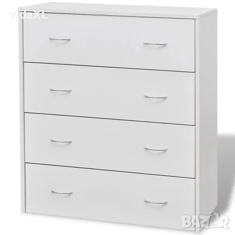 vidaXL Сайдборд с 4 чекмеджета, 60 x 30,5 x 71 см, бял, снимка 3 - Бюфети - 56146439