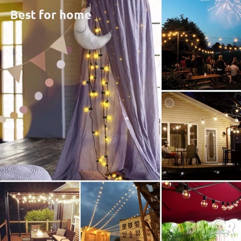 Външни светлинни гирлянди с крушки G40-2800m 25 крушки за градина IP44 водоустойчиви, снимка 6 - Външни лампи - 52926929