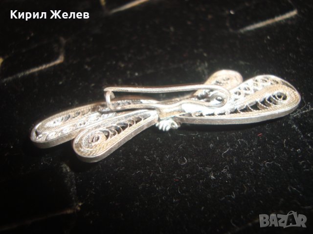 СТАРИННА ФИЛИГРАН СРЕБЪРНА БРОШКА ВИСОКА 950 ПРОБА СРЕБРО с ГРАНУЛАЦИЯ 3633, снимка 8 - Антикварни и старинни предмети - 30330411