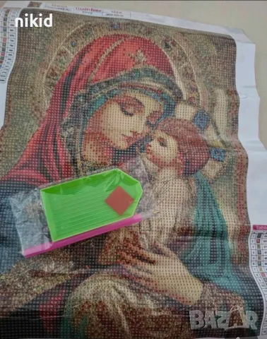 Икона Дева Мария Богородица Младенеца 5D гоблен диамантен картина мозайка за направа схема камъчета, снимка 5 - Гоблени - 50146294