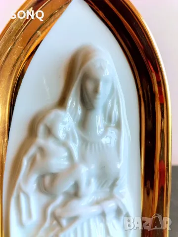 Страхотна Немска Порцеланова Икона Със Позлата, снимка 2 - Икони - 44290588