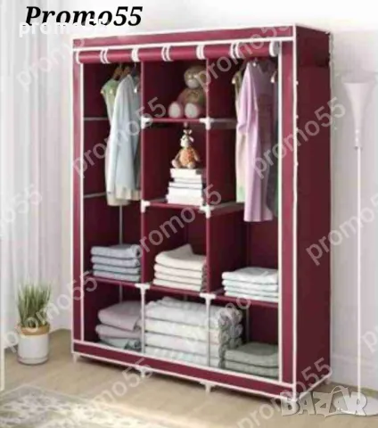 Текстилен триклирен гардероб, Органайзер за дрехи 130х175х45 см., снимка 10 - Гардероби - 47392274