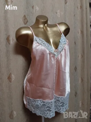 М/L Розова, сатенена, къса нощница , снимка 4 - Нощници - 49820110