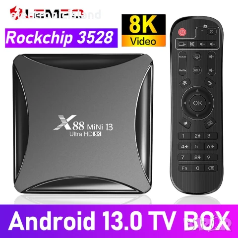 мини размер ТВ бокс TV Box LEMFO X88 MINI RK3528 Android 13 8K Wifi 4GB/64GB памет