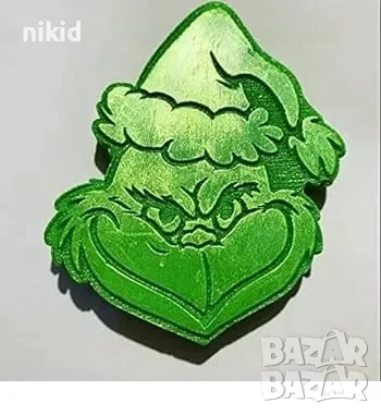 Гринч грийнч Grinch глава дълбок силиконов молд форма фондан гипс смола шоколад, снимка 2 - Форми - 47848084