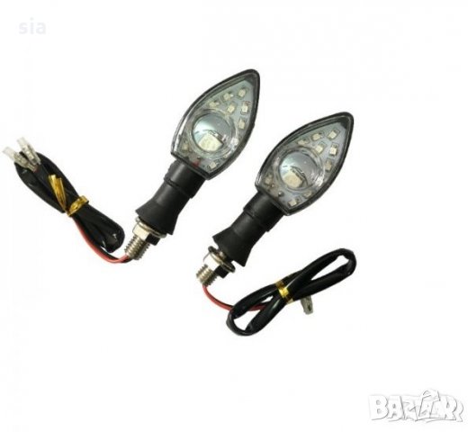 Диодни LED мигачи за мотор , 12V, комплект мигачи за мотоциклет или скутер, бял, снимка 2 - Аксесоари и консумативи - 32123058
