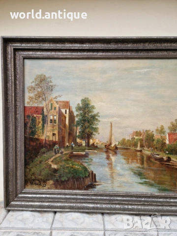 Топ - Уникална антикварна огромна авторска майсторска картина масло върху платно , снимка 5 - Антикварни и старинни предмети - 53210599