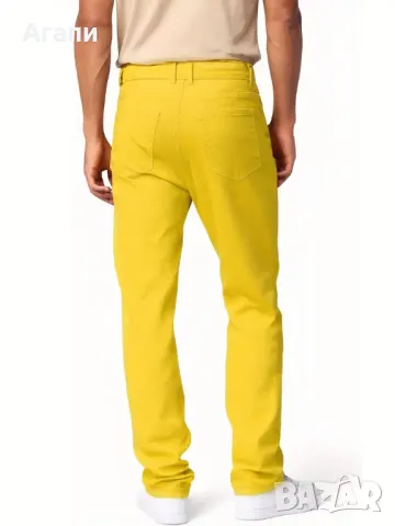 Мъжки слим жълти еластични дънки размер М или № 32 нови, снимка 4 - Дънки - 50212732