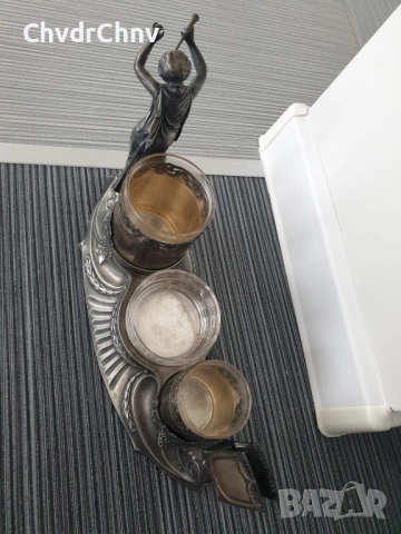 WMF комплект за пиене-пушене/стар ВМФ посребрен фигурален Арт Нуво комплект/чаши-пепелник-кибритник, снимка 2 - Антикварни и старинни предмети - 53950791