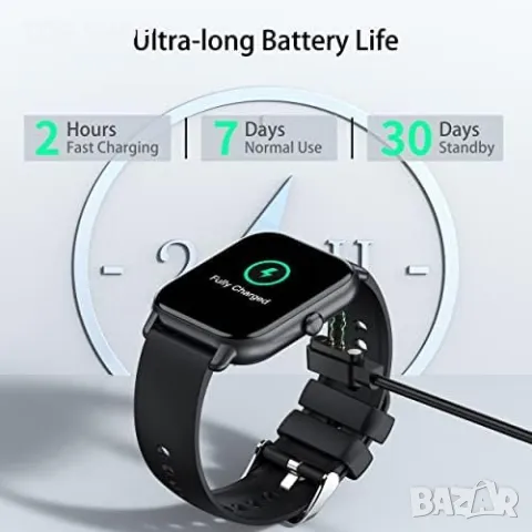 Нов Смарт часовник 1,83 инча за мъже, жени Фитнес тракер Подарък, снимка 6 - Смарт гривни - 49639479