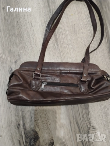 Кафява чанта от естествена кожа. , снимка 4 - Чанти - 52513558