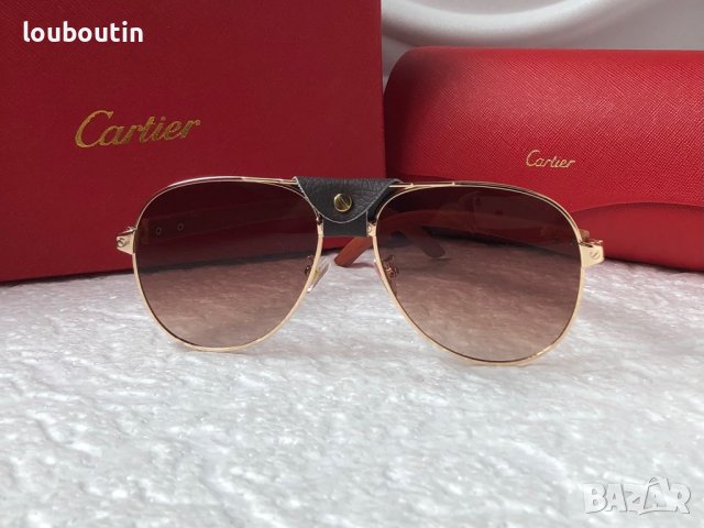 Cartier 2022 мъжки слънчеви очила с кожа, снимка 7 - Слънчеви и диоптрични очила - 37372016