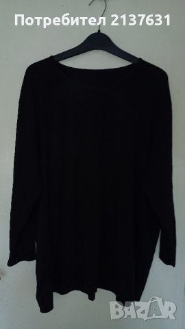ДАМСКА ЧЕРНА БЛУЗА с дълъг ръкав Размер  XXXXL, снимка 1 - Блузи с дълъг ръкав и пуловери - 42568666