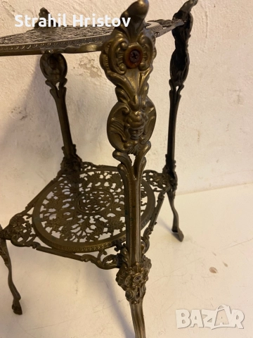 Месингова поставка стара, снимка 3 - Антикварни и старинни предмети - 52483250
