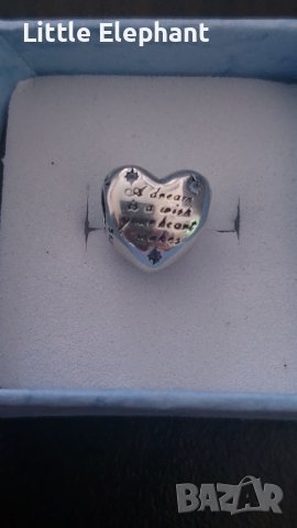 Сребърен елемент Пандора сърце, Disney"Мечтата на Пепеляшка"/нов, снимка 1 - Колиета, медальони, синджири - 37161971