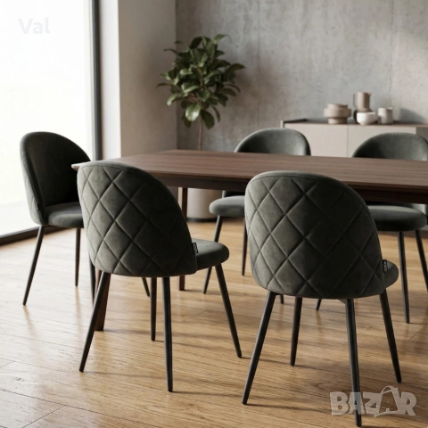 Дизайнерски сив стол FARO – тапициран, стабилен и удобен, снимка 6 - Столове - 53991851