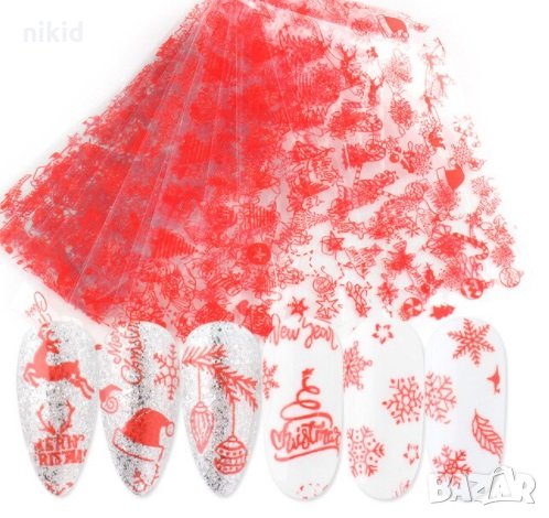 20 бр ленти Коледни Коледно декорация декоративно фолио за нокти маникюр 3д, снимка 2 - Продукти за маникюр - 31123901