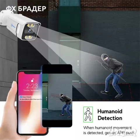 Комплект 4 броя POE 4MP 4K H.265+ Камери с NVR, снимка 6 - Комплекти за видеонаблюдение - 48762766