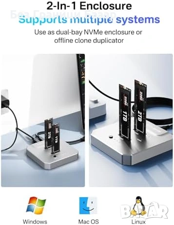 Нов ACASIS NVMe M.2 Дубликатор USB-C Док Станция 10Gbps за бързо клониране, снимка 5 - Друга електроника - 54089938