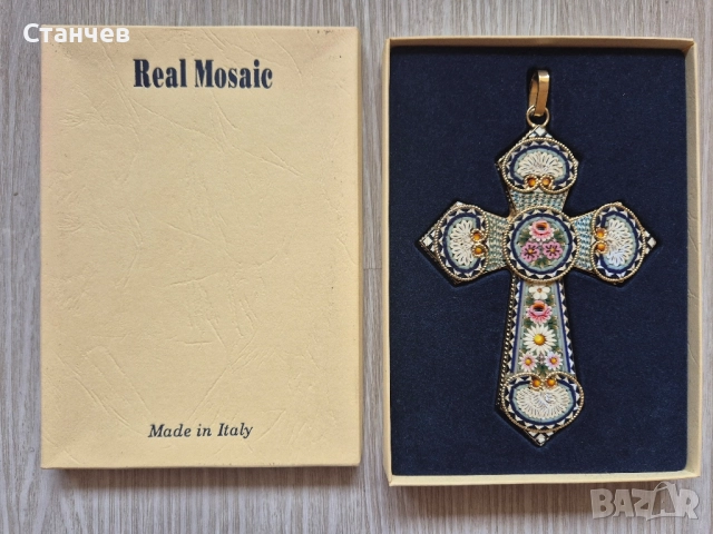 Италиански кръст от микромозайка – ръчна изработка, 15 см
