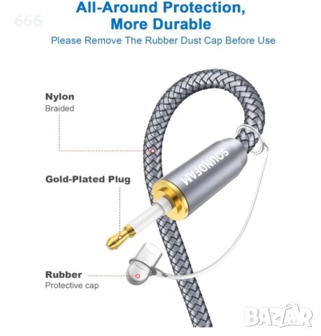 Кабел 2-метра Оптичният към 3,5 мм, снимка 4 - Друга електроника - 53884099