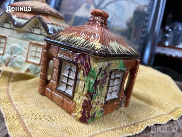 Страхотните английски къщички♥️  Чайник-23/ 15 см с чучур и дръжка Кафява захарница-10.5/8.5 см Жълт, снимка 7 - Други - 53253297