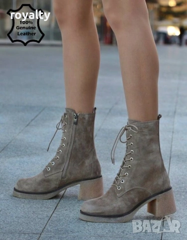 Боти на ток - визон ЕСТЕСТВЕН велур [36-40 номер], снимка 2 - Дамски боти - 54160280