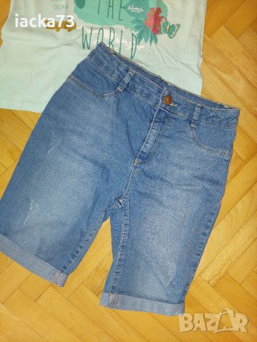 Къси дънкови панталонки Waikiki и блузка H&M, снимка 2 - Детски комплекти - 37681899