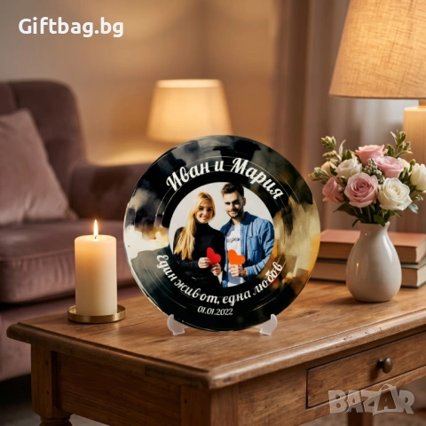 Персонализирана дървена плоча „Винилова любов“, снимка 4 - Декорация за дома - 54316132