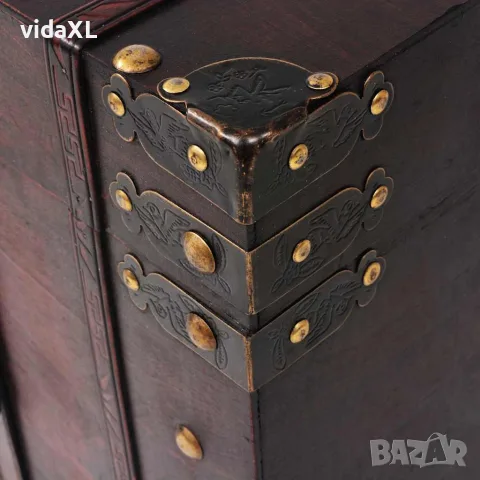 vidaXL Винтидж сандък за съкровища, дърво, 66x38x40 см, снимка 5 - Скринове - 56146380