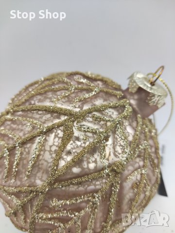 Стъклена коледна топка 10 см диаметър   Ръчно изработена , снимка 3 - Декорация за дома - 42840978