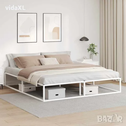 vidaXL Рамка за легло без матрак Бяла 180x200 cm Метал, снимка 2 - Спални и легла - 56147556