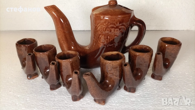 Глинен комплект за греяна ракия, тип ритон, Ханска шатра