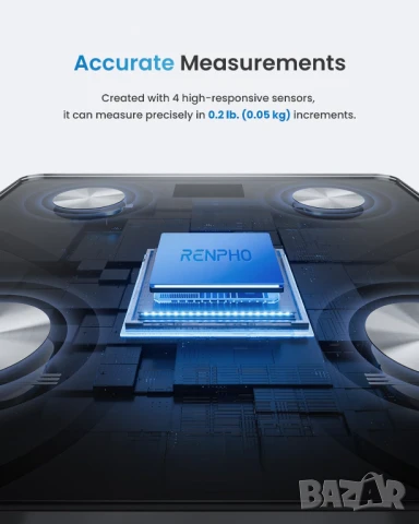 Bluetooth везна за телесно тегло, здравен анализатор с приложение за смартфон, снимка 2 - Други - 50810080