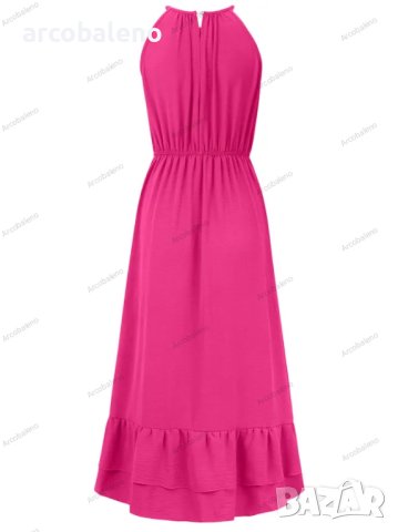 Нова празнична едноцветна рокля с V-образно деколте и талия без ръкави, 3цвята , снимка 12 - Рокли - 44501213