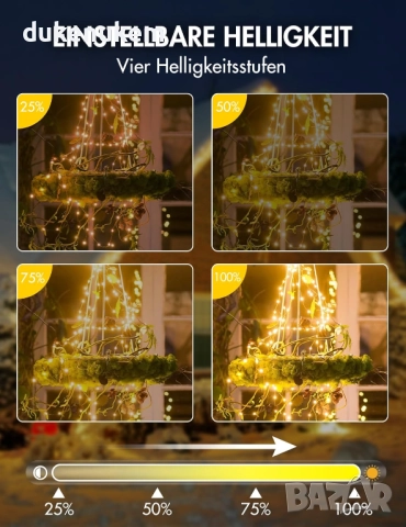 100м LED гирляндa с 1000 лампички, топло бяло, 8 режима, дистанционно, таймер, IP65, снимка 5 - Външни лампи - 52721968